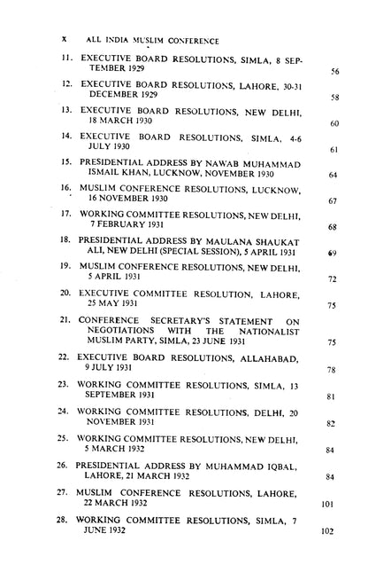 The All India Muslim Conference 1928-1935  [English]