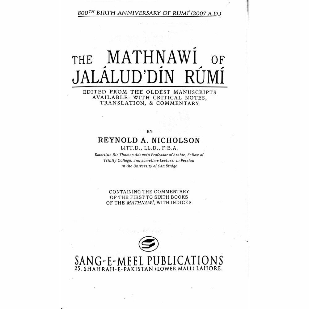 Commentary on The Mathnawi Of Jalalud Din Rumi  [English]