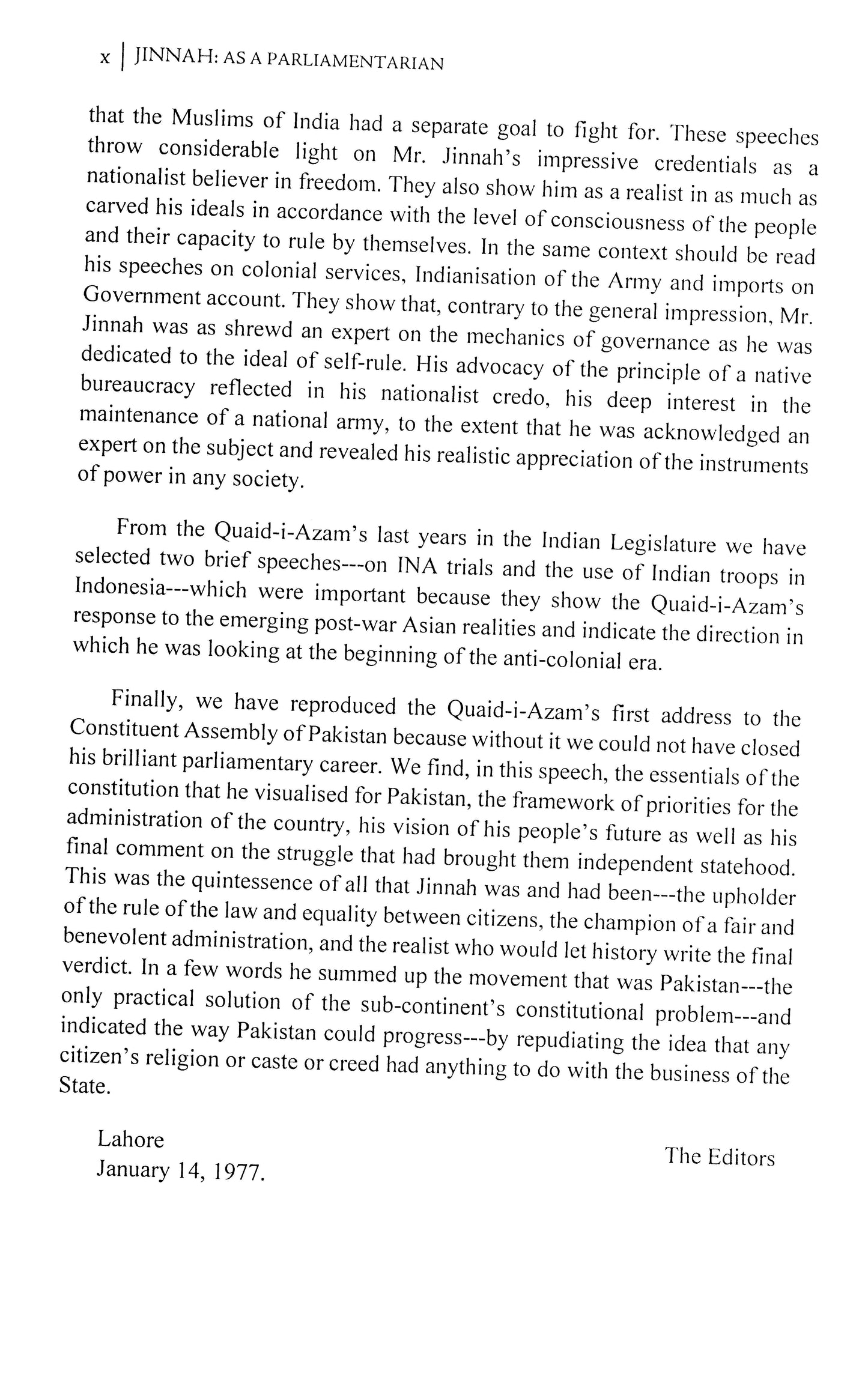 Jinnah As A Parliamentarian  [English]