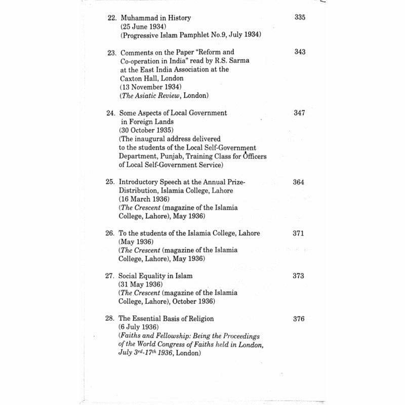 Abdullah Yusuf Ali's Lectures, Speeches and Addresses  [English]