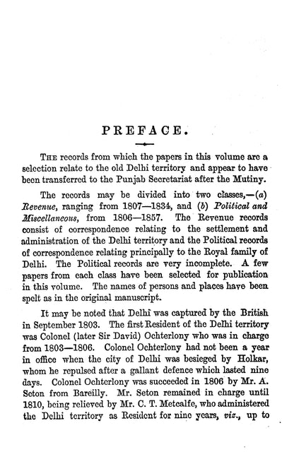 Records Of The Delhi Residency And Agency  [English]