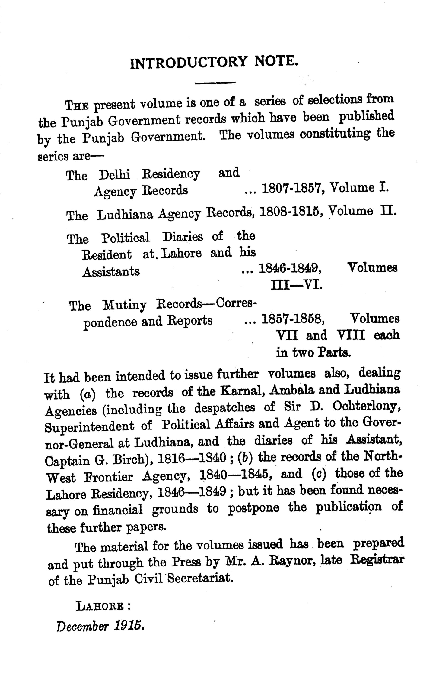 Records Of The Delhi Residency And Agency  [English]