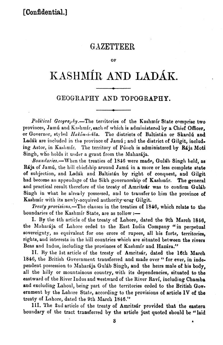Gazetteer Of Kashmir And Ladak [English]