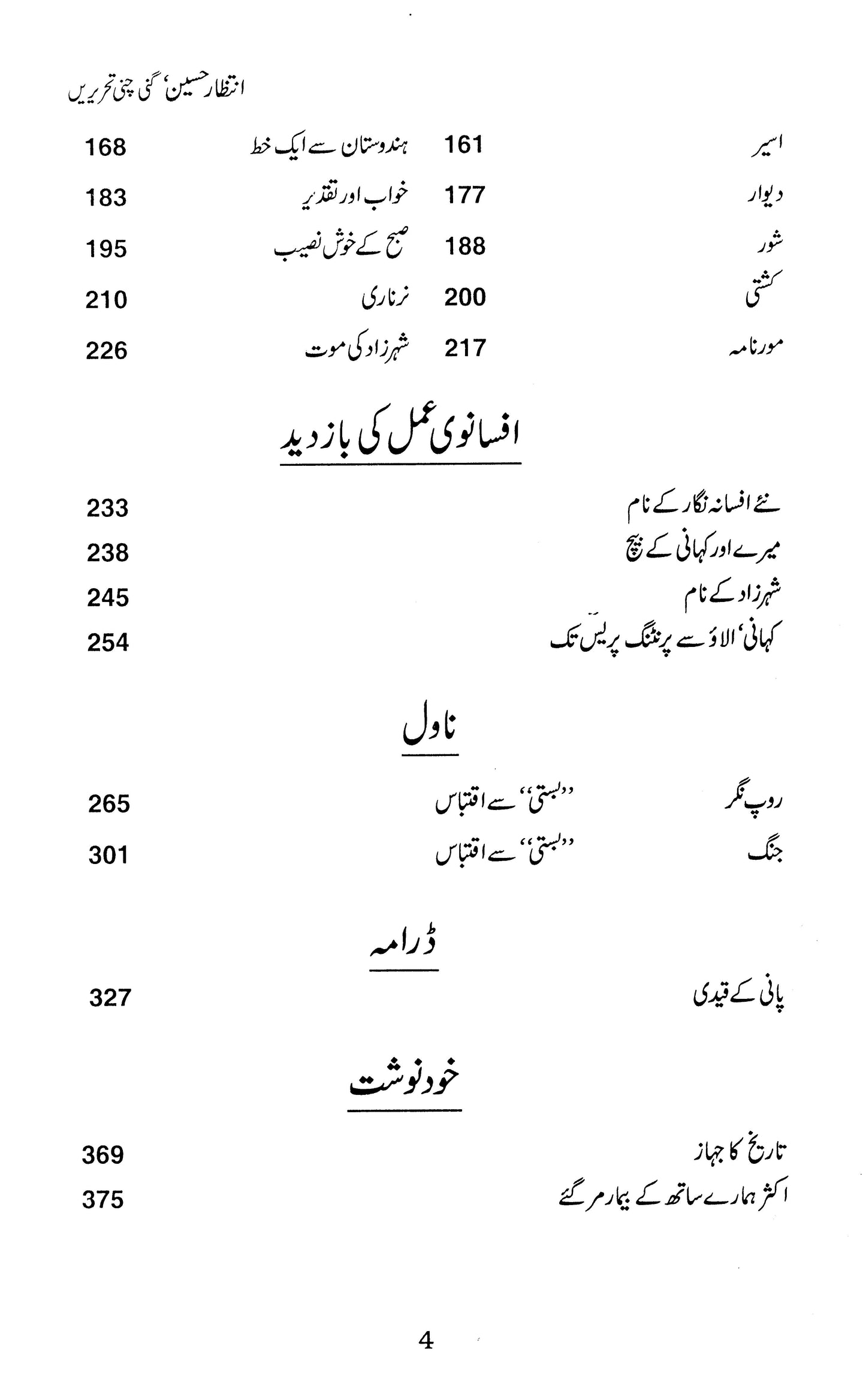 Intezar Hussain : Ginni Chunni Tehreerain