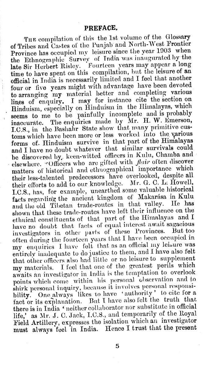 Glossary Of The Tribes & Castes Of Punjab, Nwfp [English]