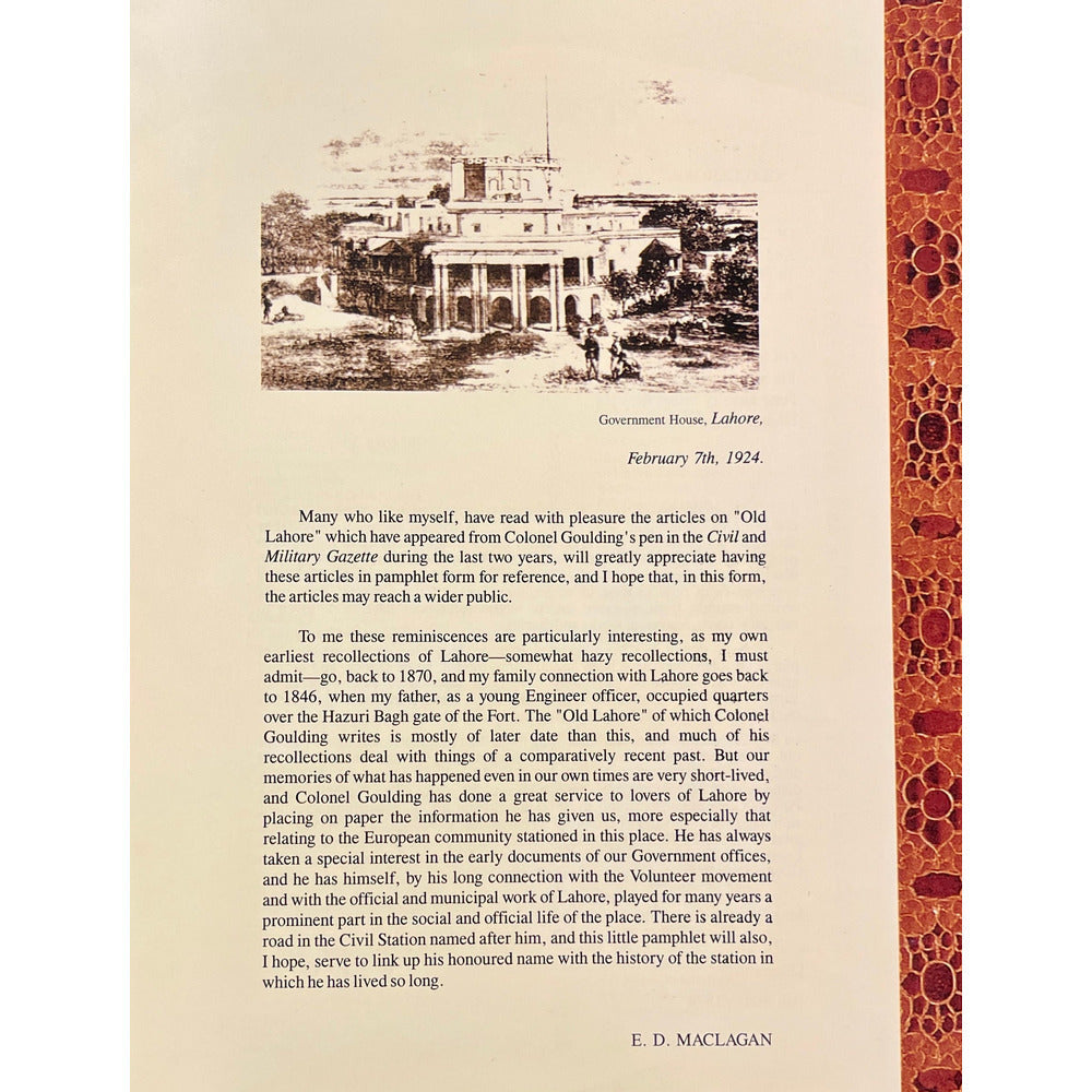 Old Lahore: Reminiscences Of A Resident  [English]