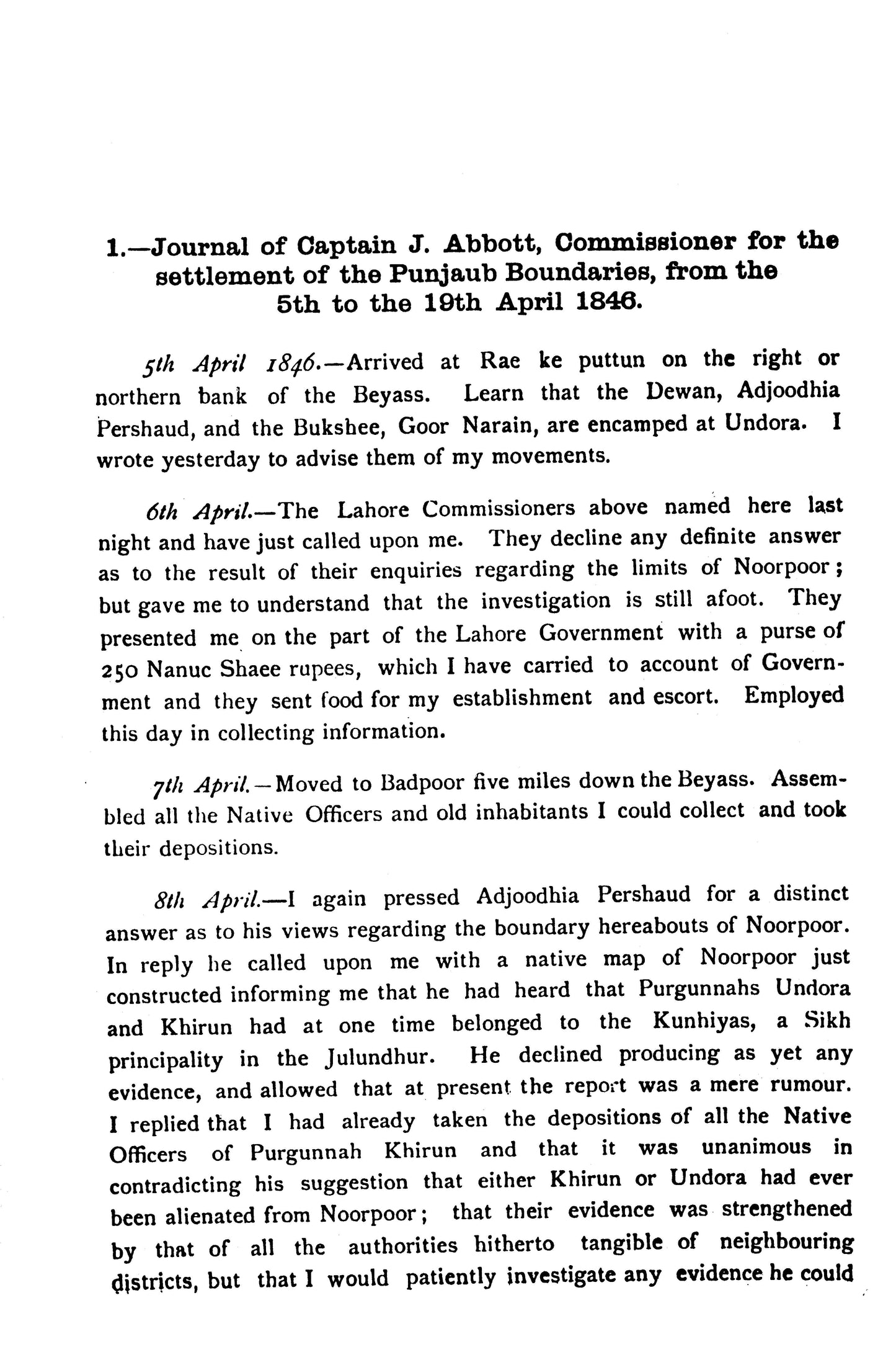 Journals And Diaries :Assis.To Agent, Gov.Nwfp  [English]