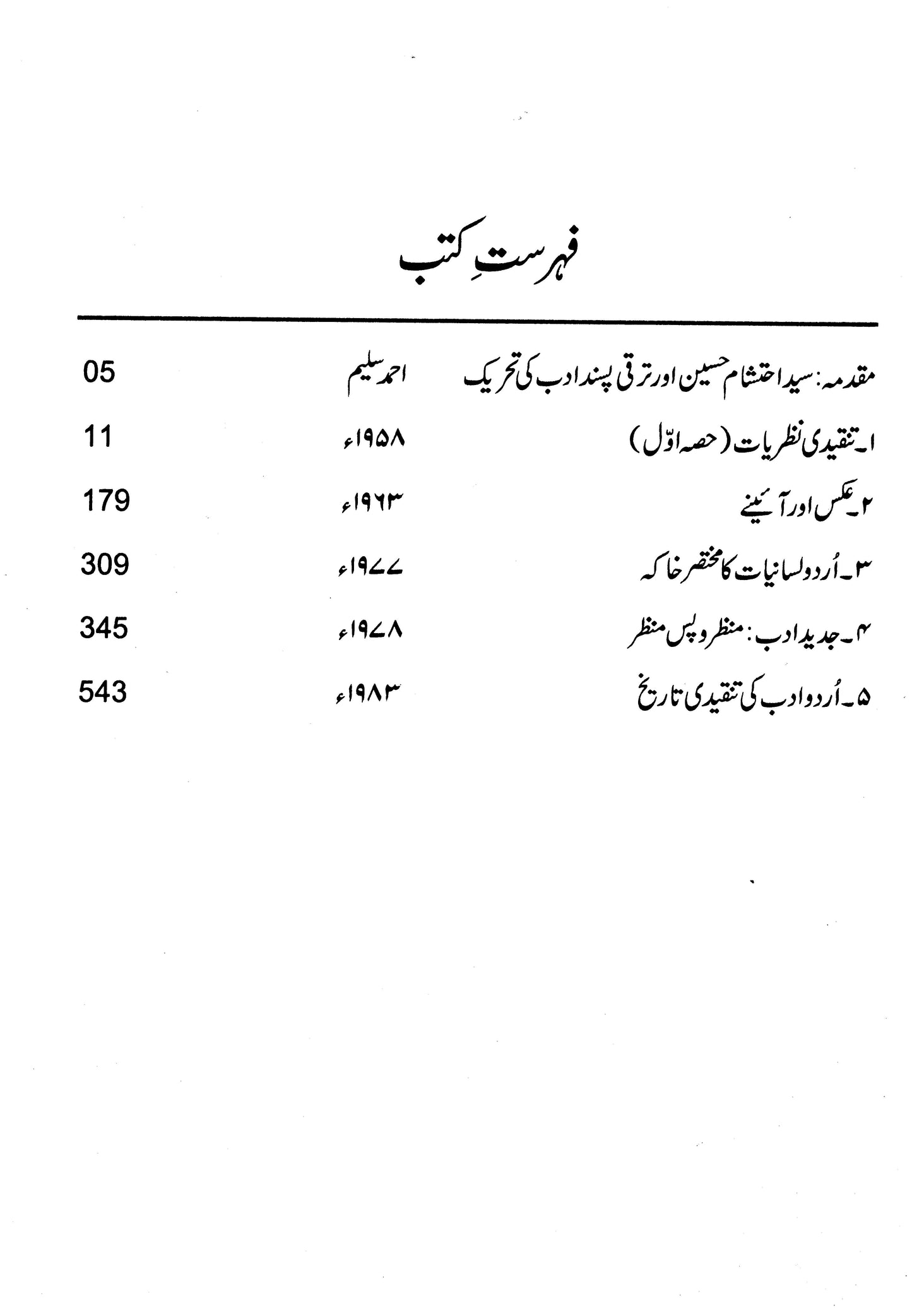 Majmua Syed Ehtesham Hussain: Tanqeedi Nazriat