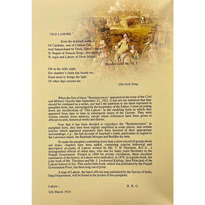 Old Lahore: Reminiscences Of A Resident [English]