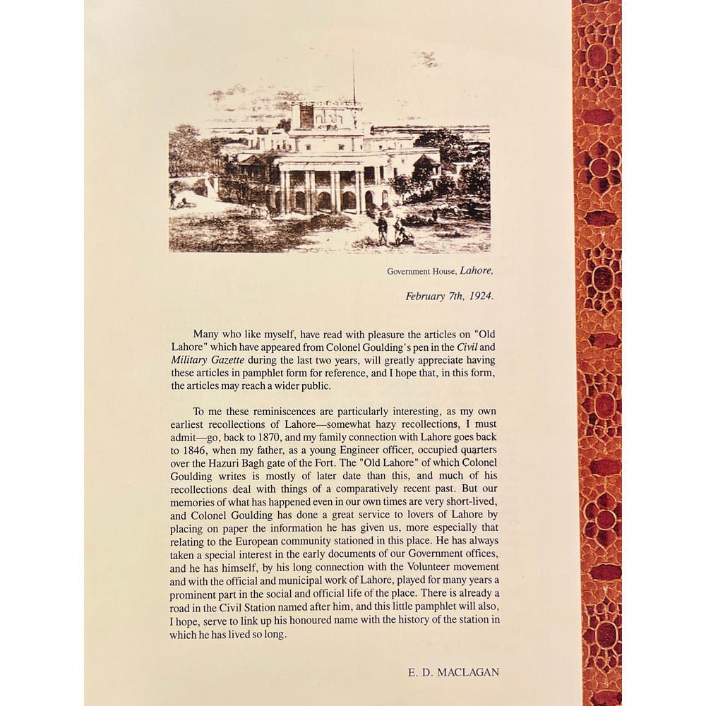 Old Lahore: Reminiscences Of A Resident [English]
