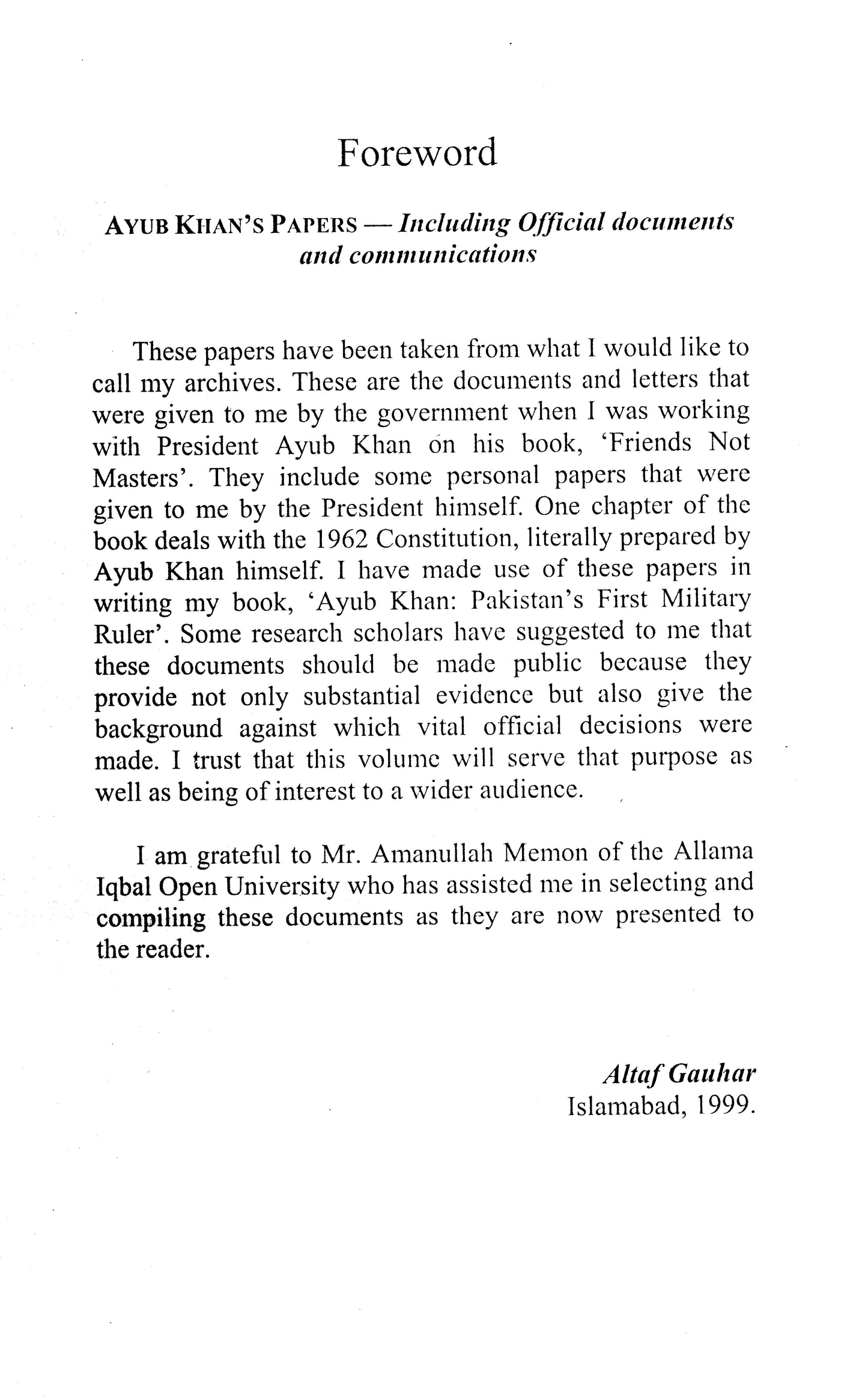 The Altaf Gauhar Papers  [English]