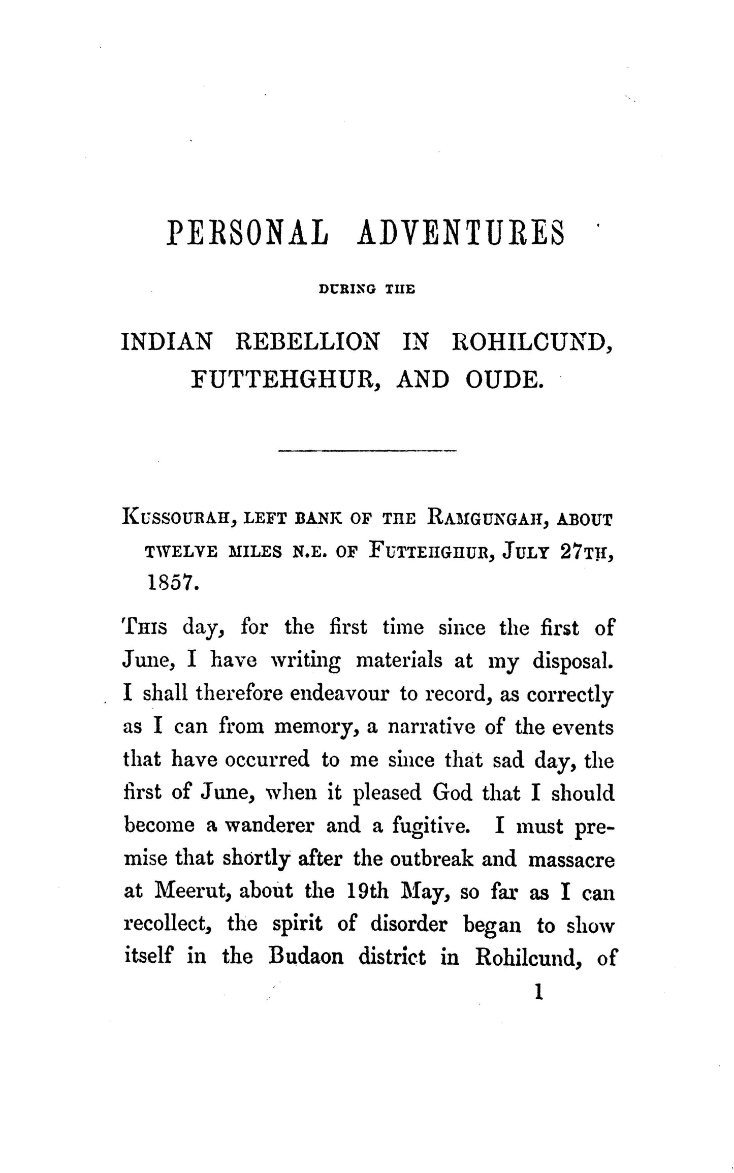 Personal Adventures During The Indian Rebellion  [English]