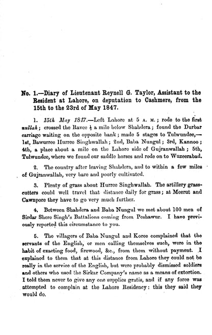 Political Diaries Of Lt. Reynell G. Taylor ...  [English]