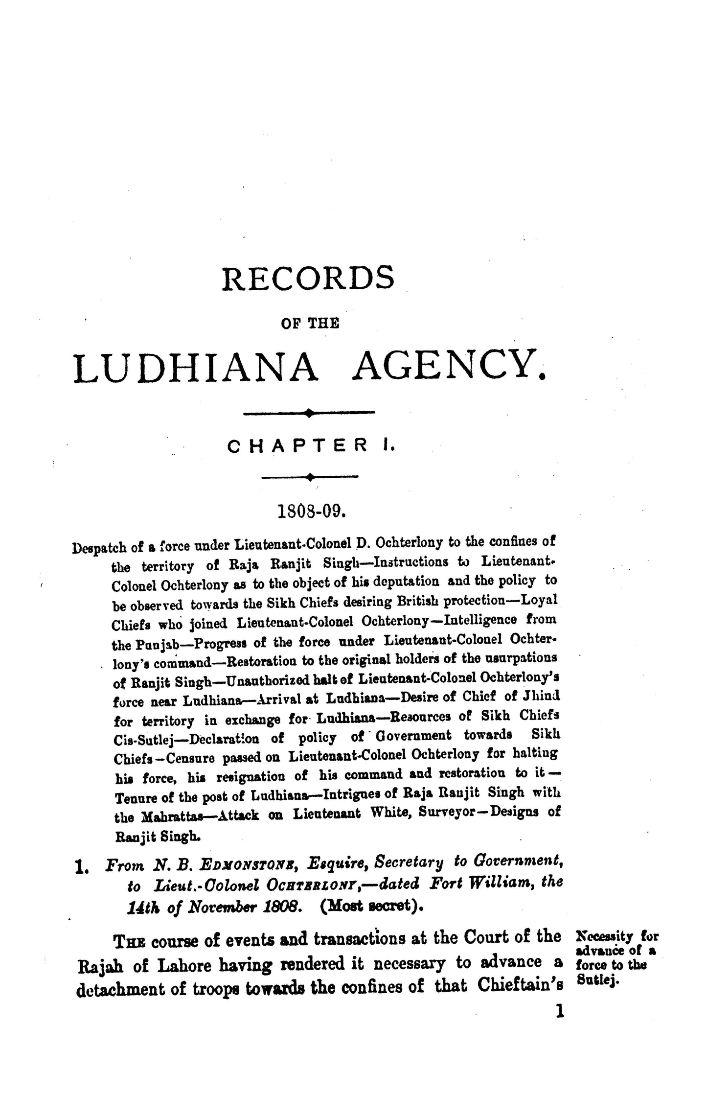 Records Of The Ludhiana Agency  [English]