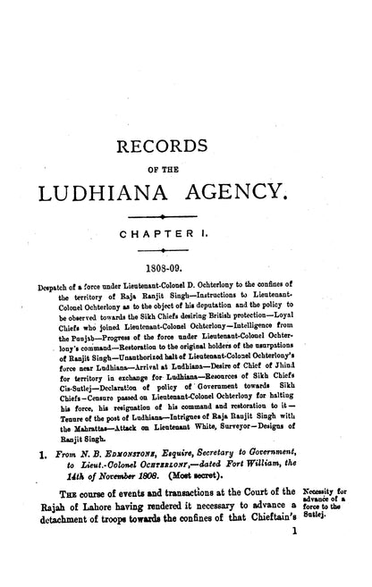 Records Of The Ludhiana Agency  [English]