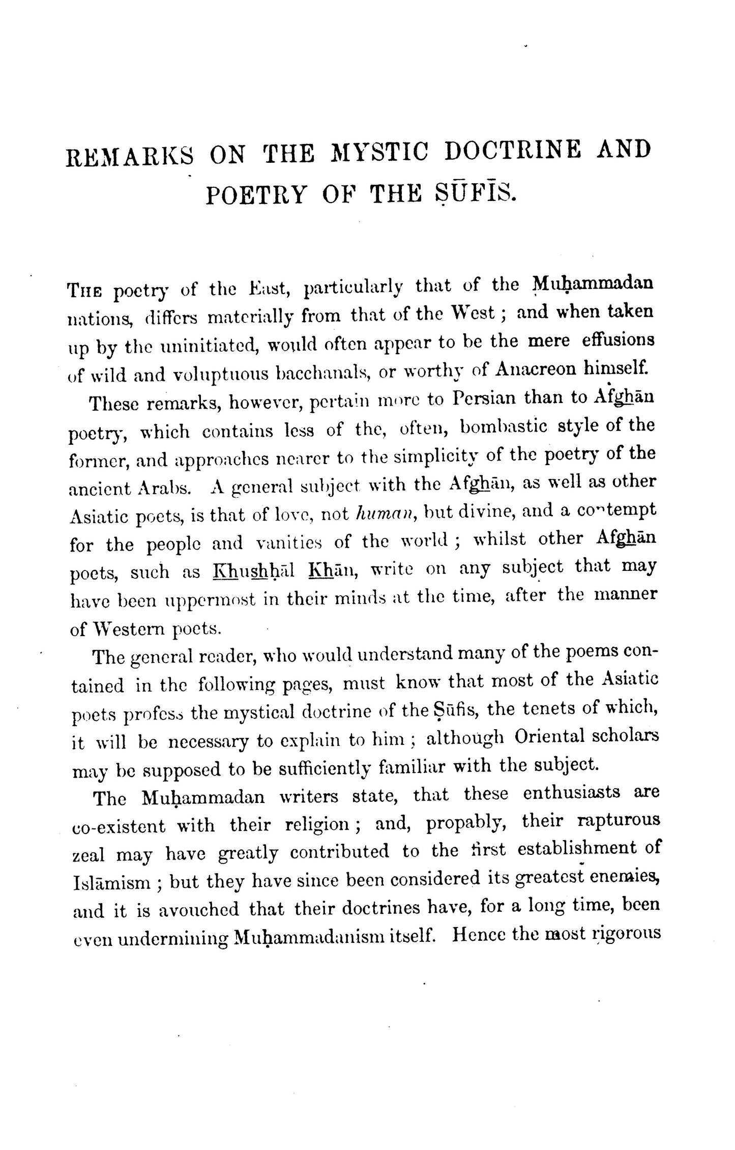 Selections From The Poetry Of The Afghans  [English]