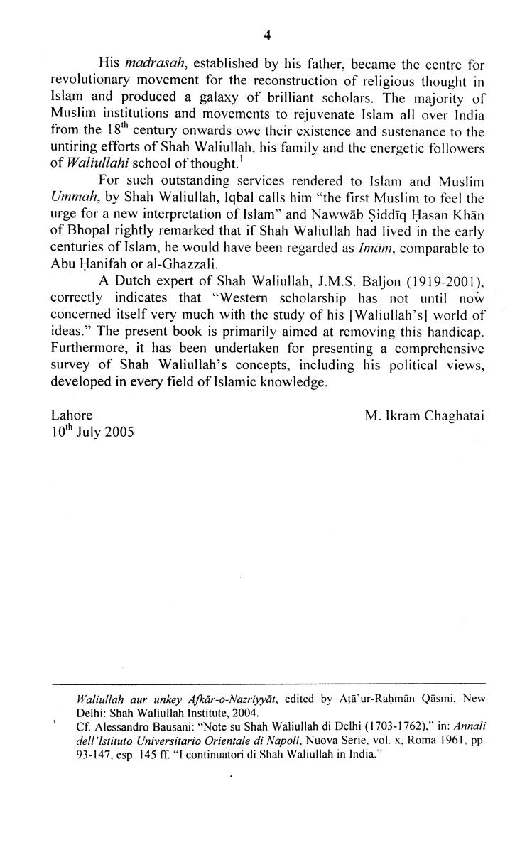 Shah Waliullah (1703 - 1762) [English]