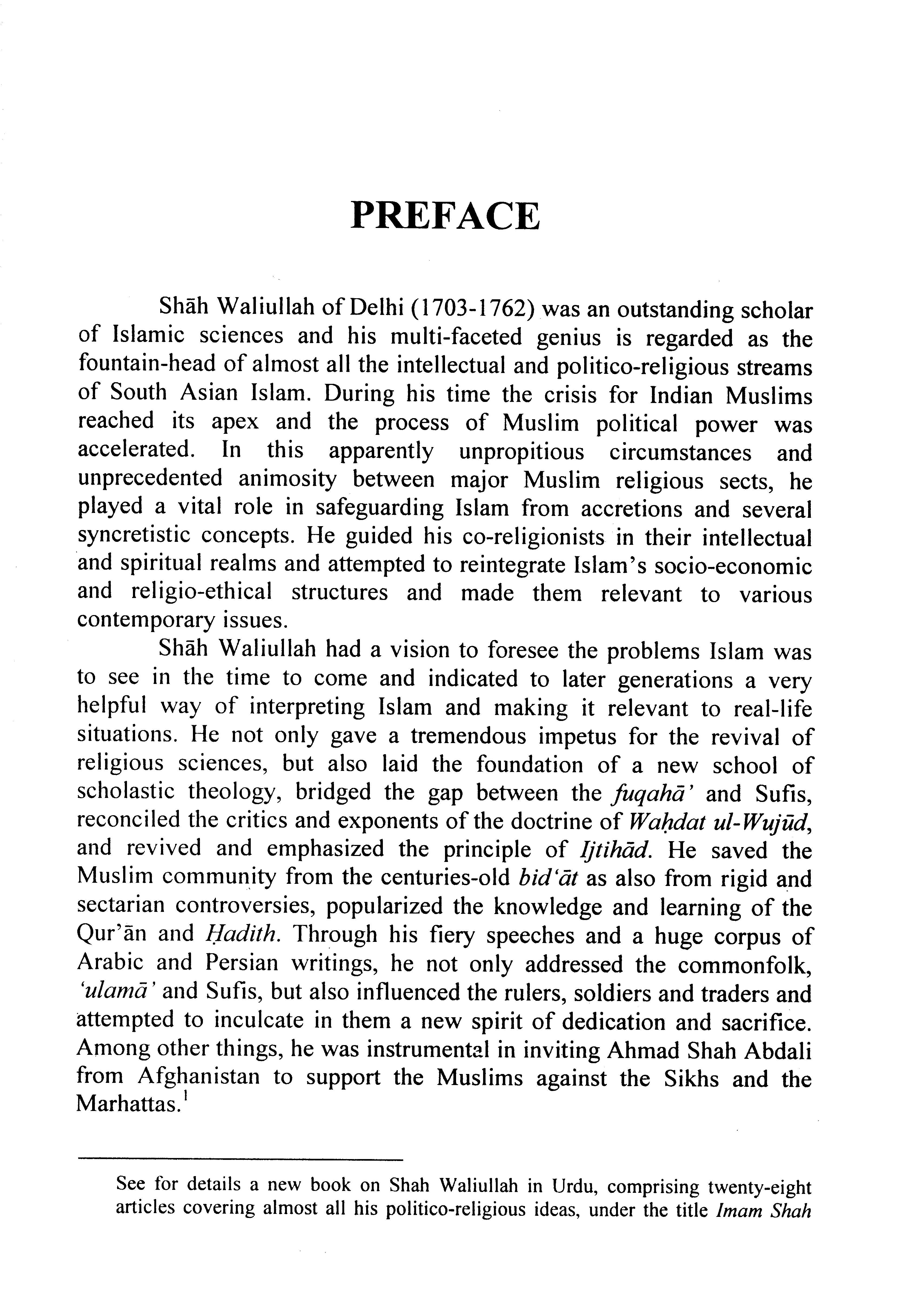 Shah Waliullah (1703-1762)  [English]