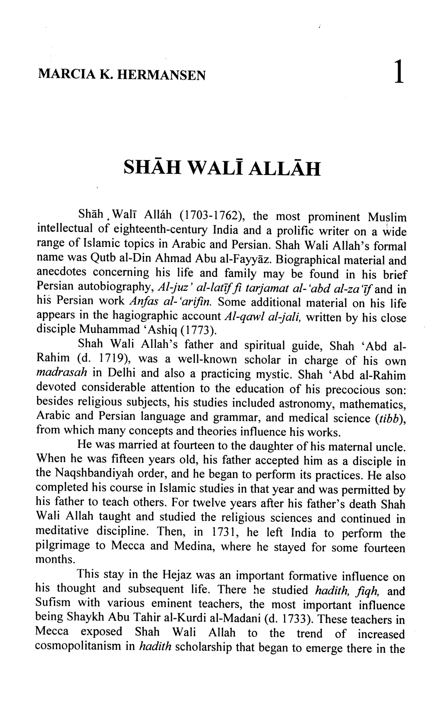 Shah Waliullah (1703-1762)  [English]