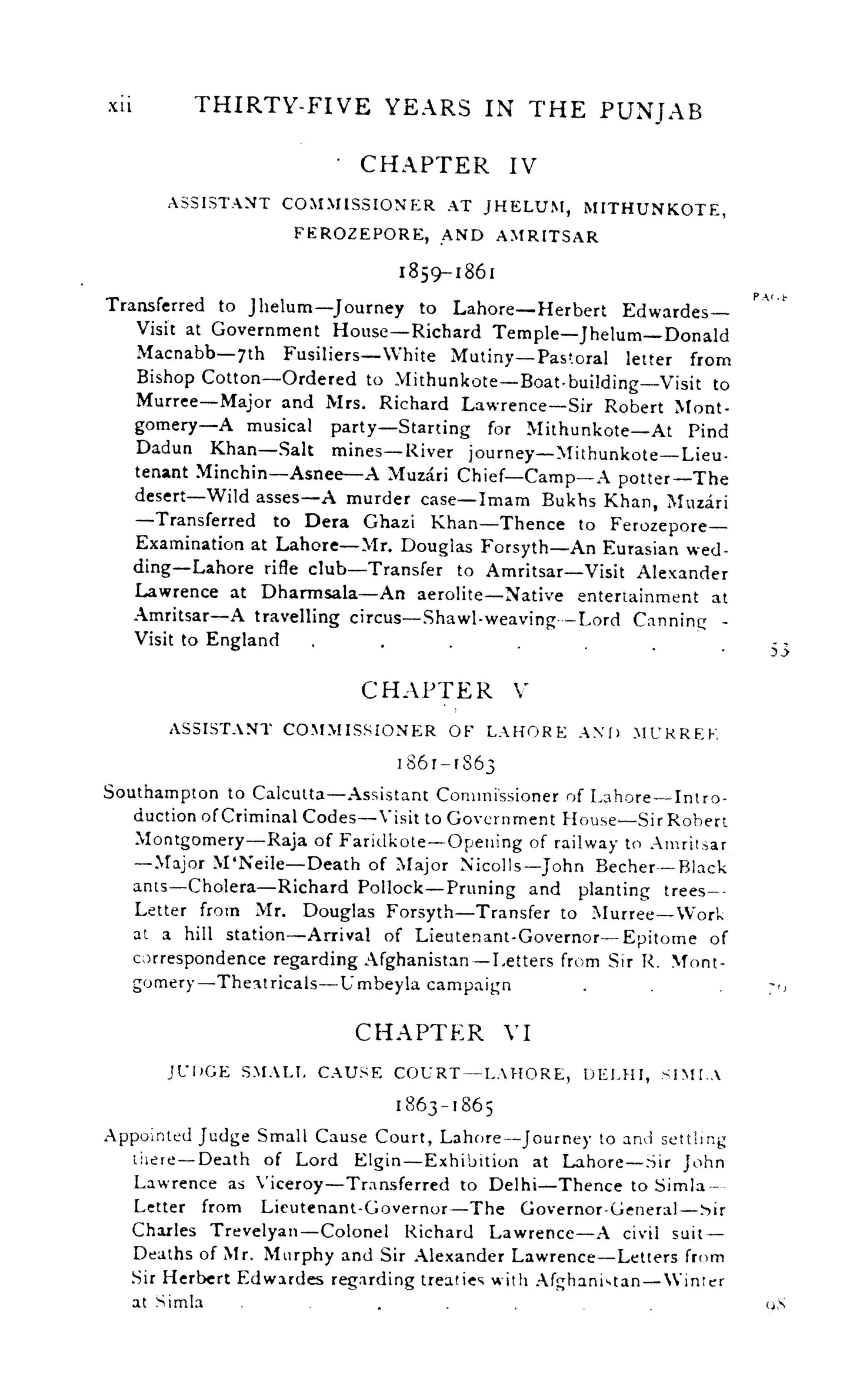 Thirty Five Years In The Punjab 1858-1893  [English]